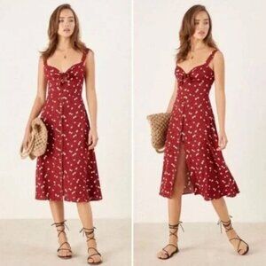 Reformation Frankfort Dress in red floral